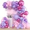 153pcs Pink Purple Balloon Garland Arch Kit, Different Sizes 18 12 10 5 inch Pink Purple Red Latex Metallic Confetti Purple Balloons